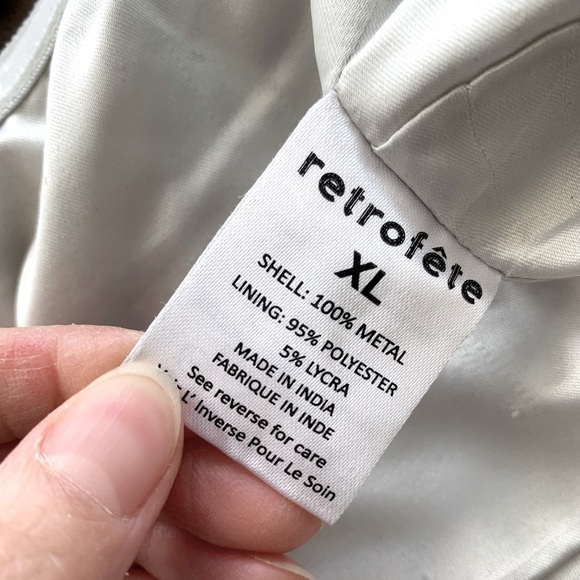 Retrofete Kauren cropped embellished chainmail camisole in silver NWT - Picture 9 of 9